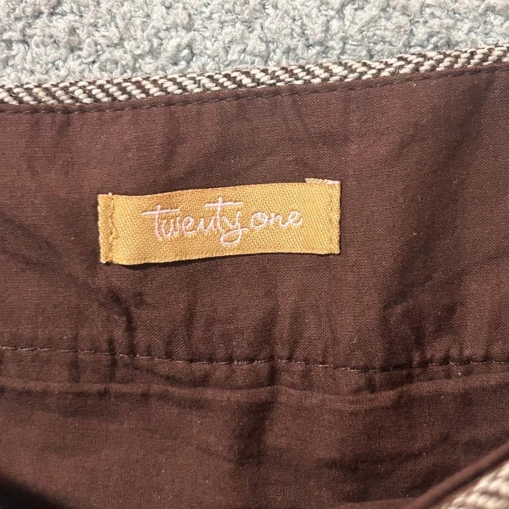 Twenty One Mini Skirt Herringbone Sequin XS Brown Deadstock Y2K Vintage 2000s‎